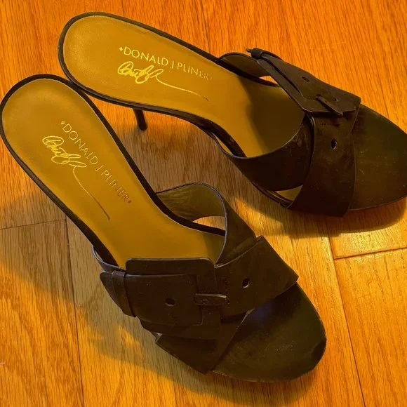 Donald J Pliner Elaine Black Soft Patent Mules NIB, Sz 8.5M - Picture 3 of 12